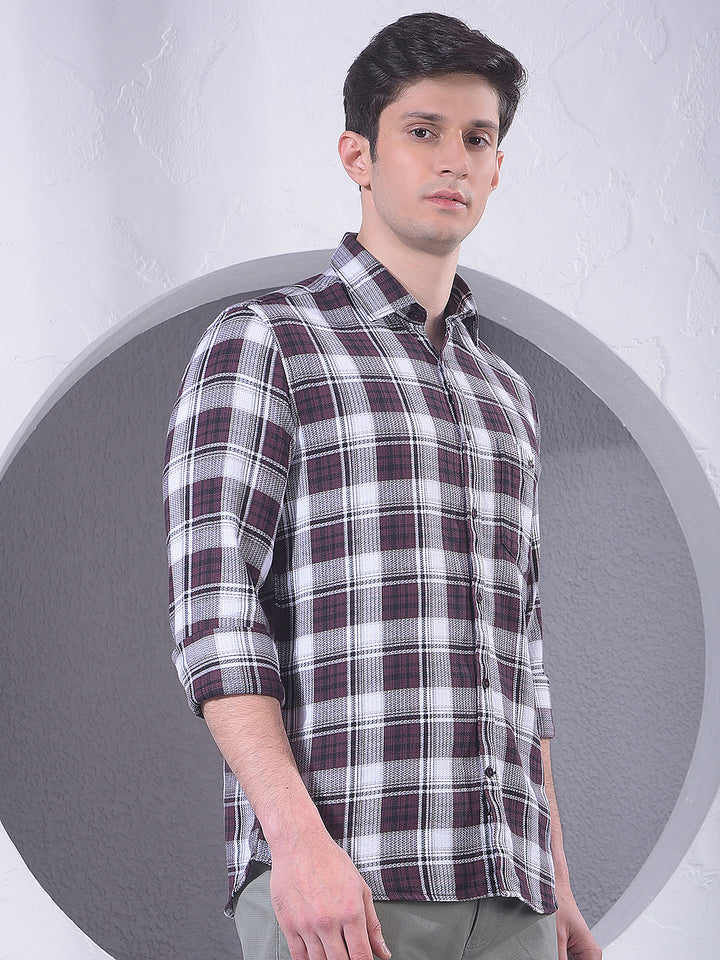 Brown Checked 100% Cotton Shirt