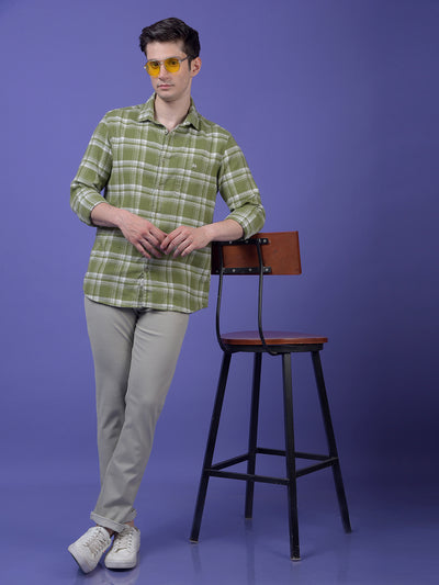 Green Checked 100% Cotton Shirt