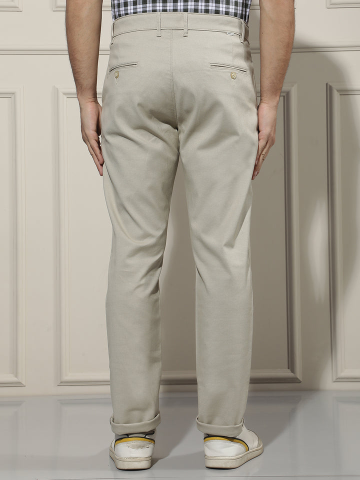 Structured Biscotti Beige Textured Trousers