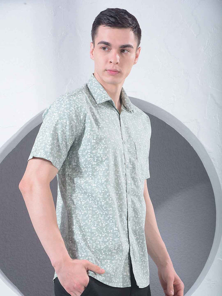 Green Printed 100% Cotton Shirt