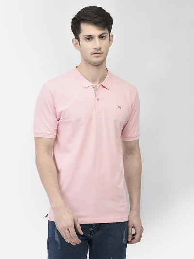 Pink Polo Neck T-Shirt