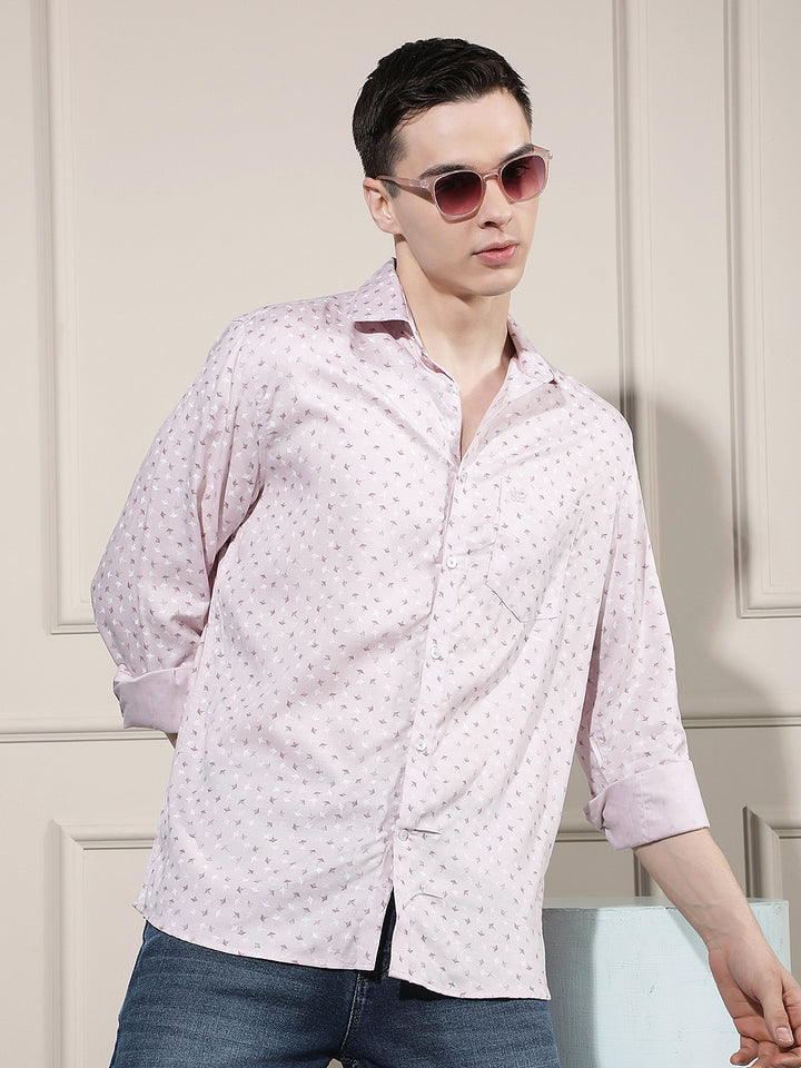 Sleek Blush Pink Printed Shirt