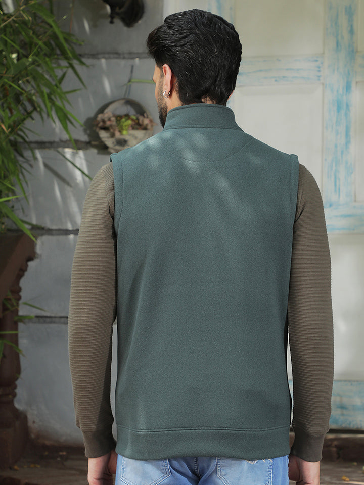Green High Neck Sleeveless Sweatshirt