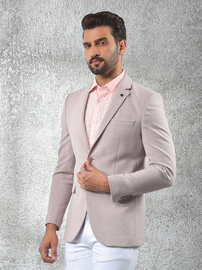 Pink Notched Lapel Single-Breasted Blazer