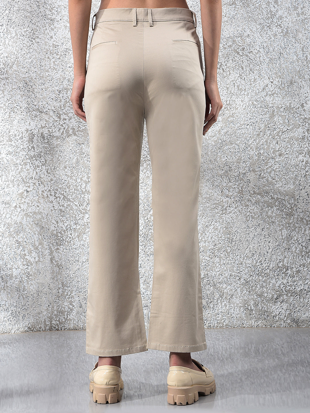 Beige Straight Trousers