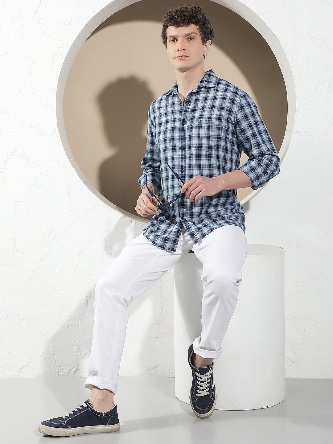 Blue Checked 100% Cotton Shirt