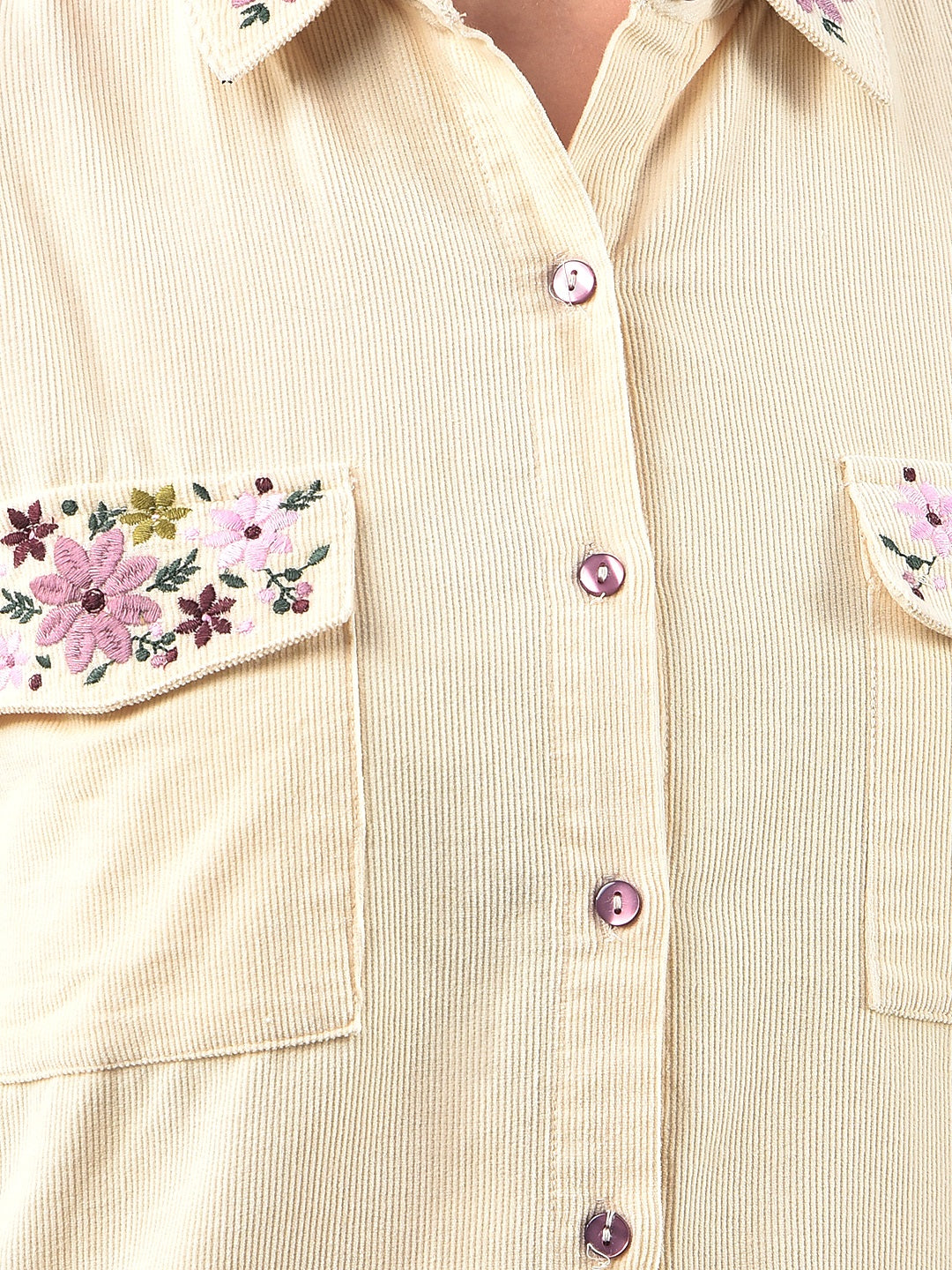 Cream Floral Print 100% Cotton Shirt