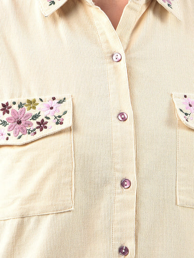 Cream Floral Print 100% Cotton Shirt
