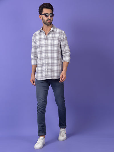 Grey Checked 100% Cotton Shirt