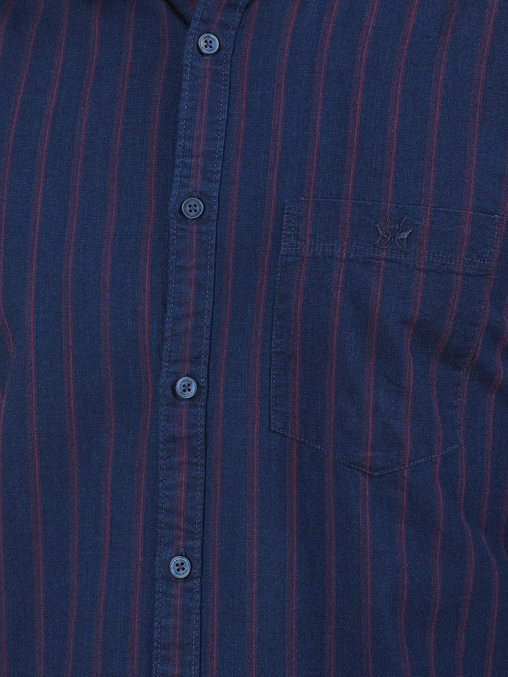 Red Vertical Stripes 100% Cotton Shirt