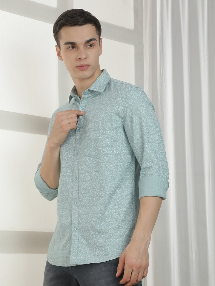 Green Printed 100% cotton Shirt