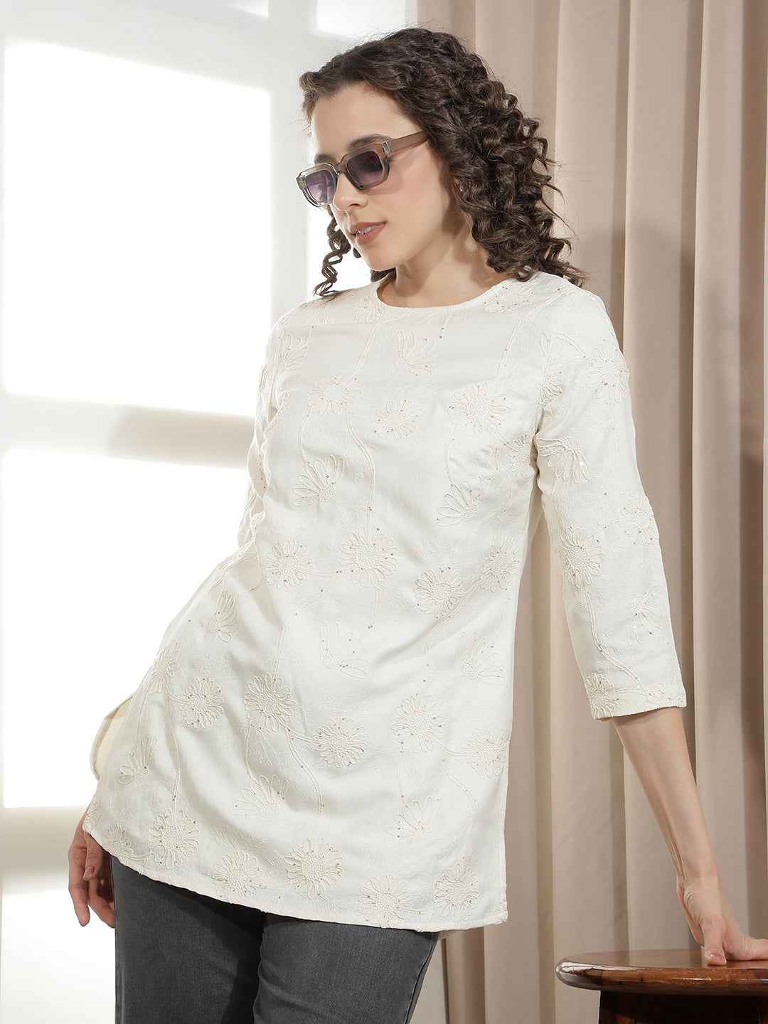 Regal Cream Embroidered Kurta