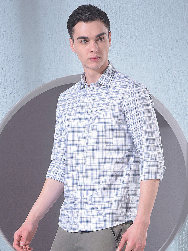 White Checked 100% Cotton Shirt