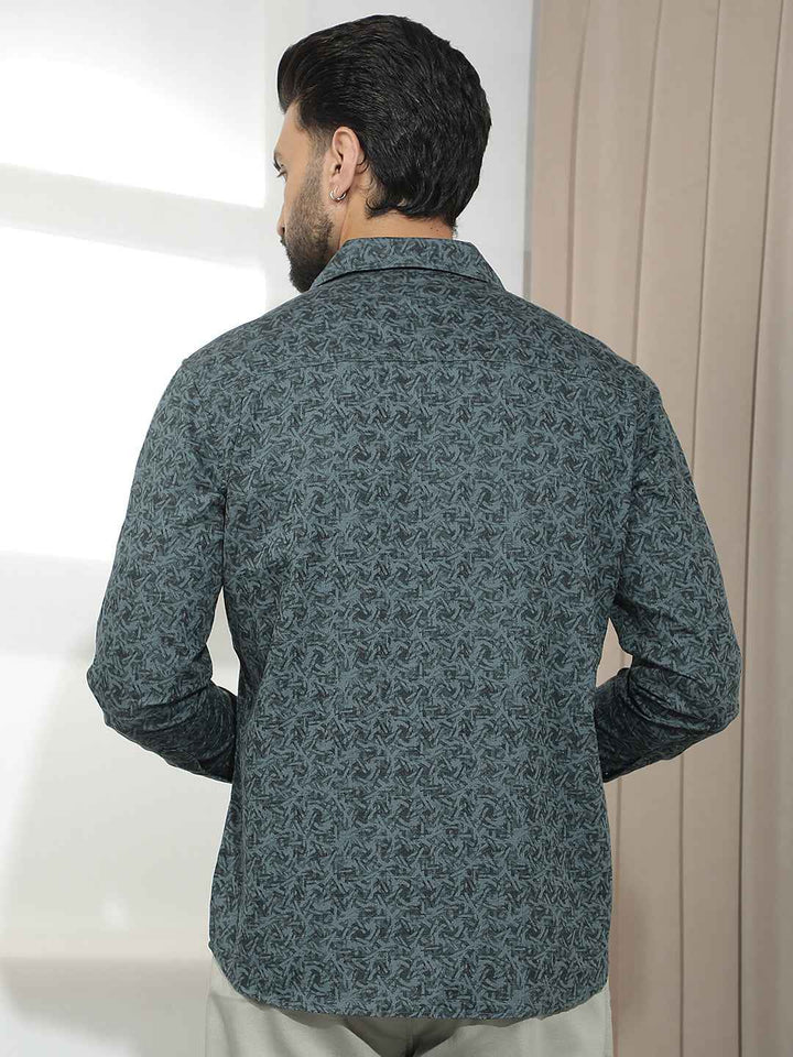 Green Abstract Print Shirt