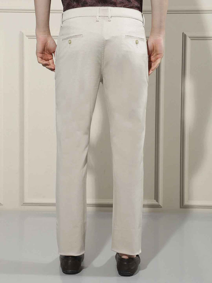 Beige Dobby Trousers