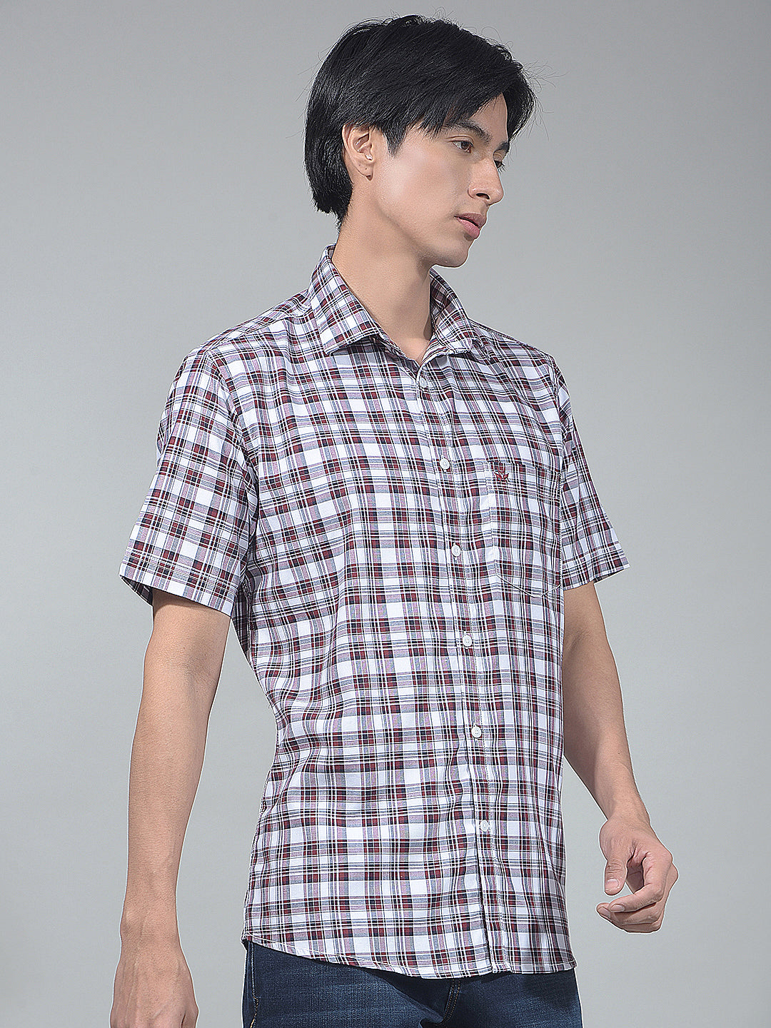 Maroon Smart Checked Casual Shirt