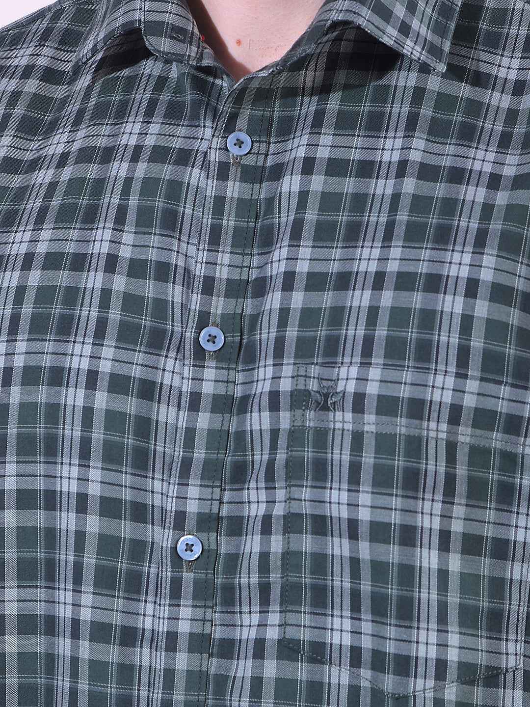 Green 100% Cotton Checked Shirt