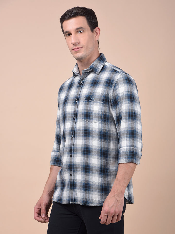 Blue Checked 100% Cotton Shirt