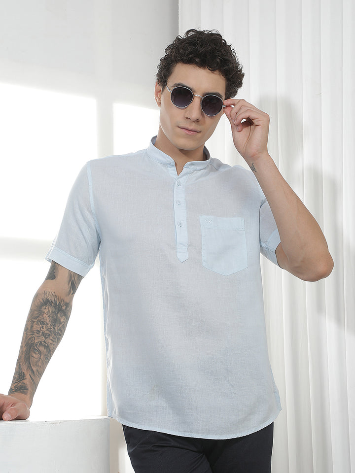 Sky Blue Linen Kurta