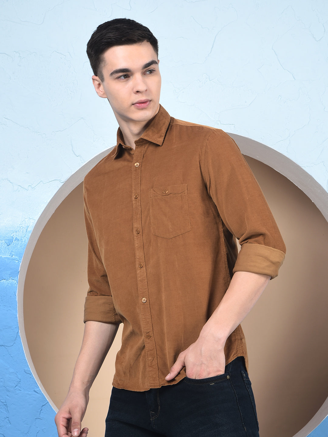 Brown 100% Cotton Corduroy Shirt