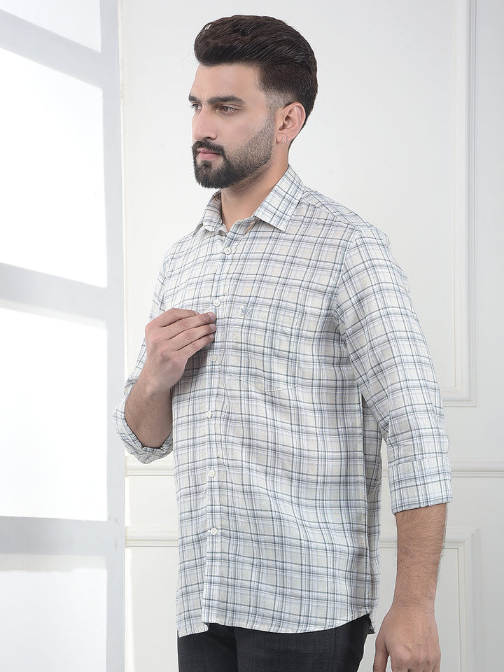 Cinereous Grey Checked Linen Shirt