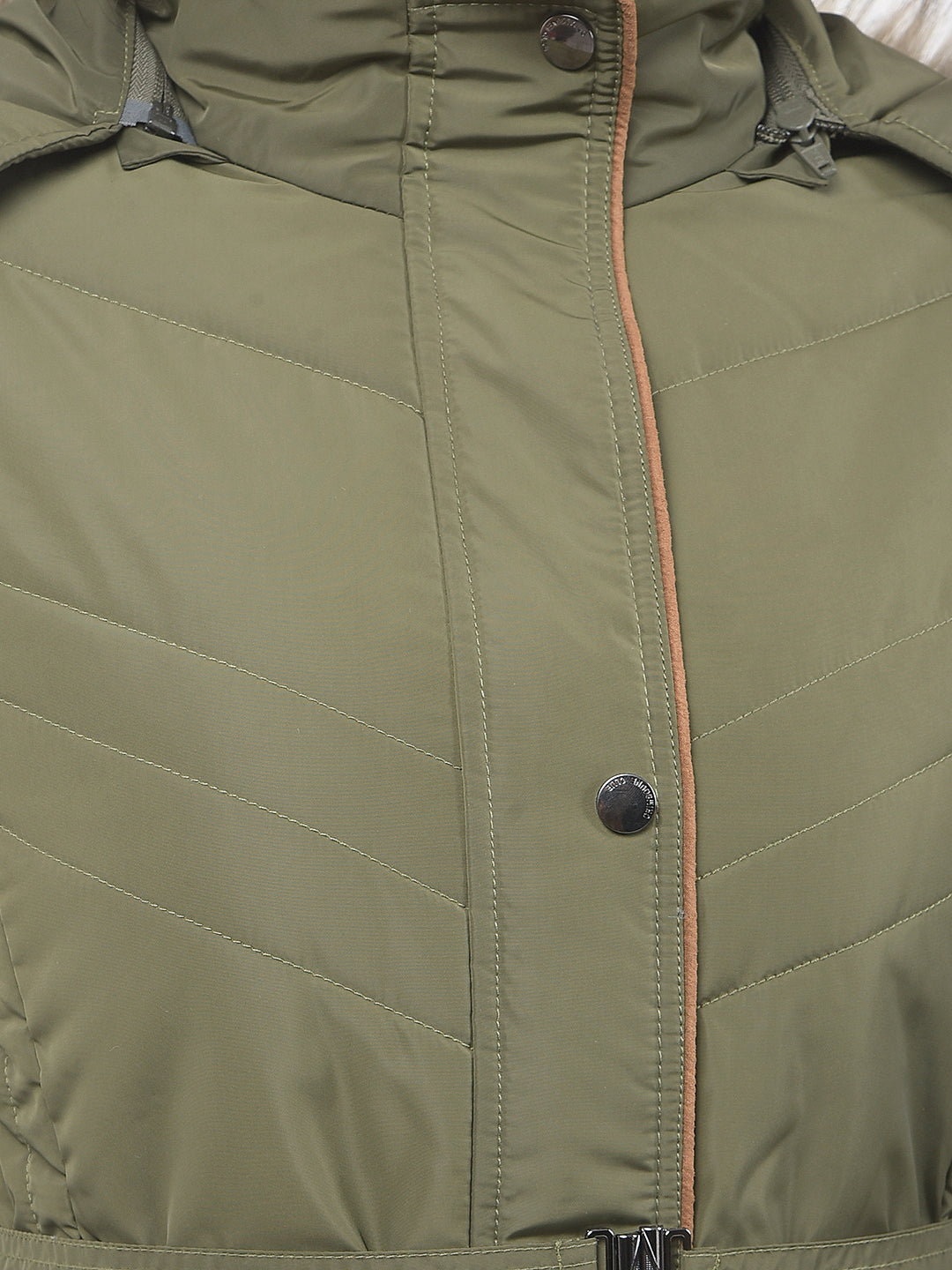 Green Hooded Neck Puffer Jacket