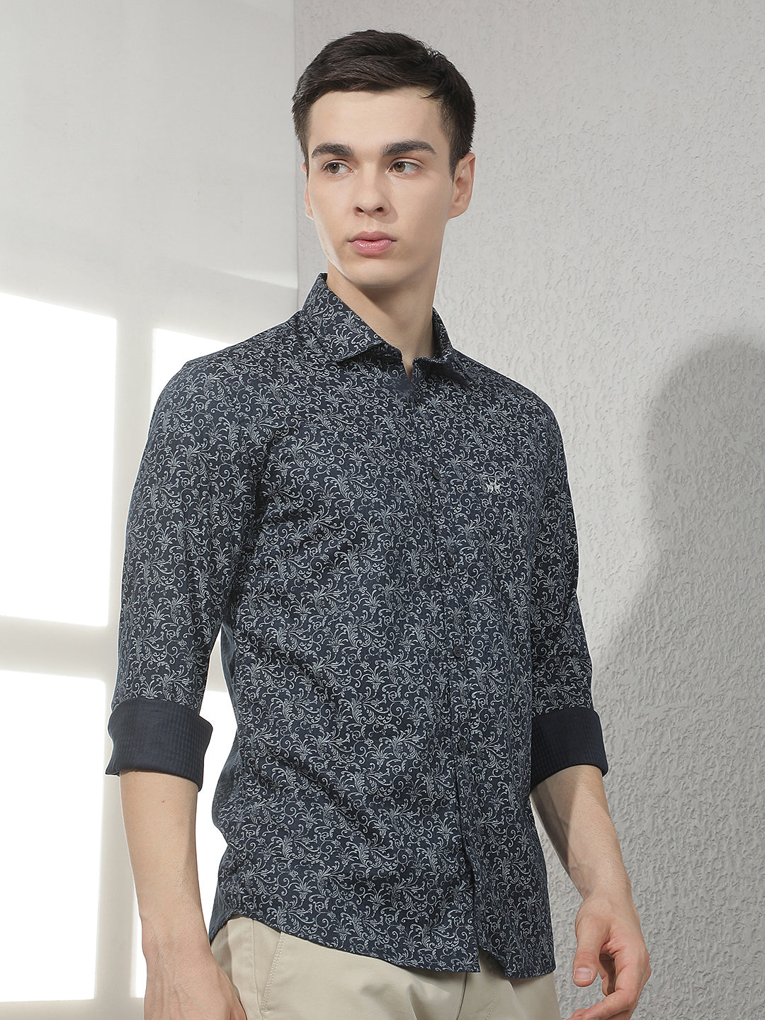 Navy Blue Paisley Print Shirt