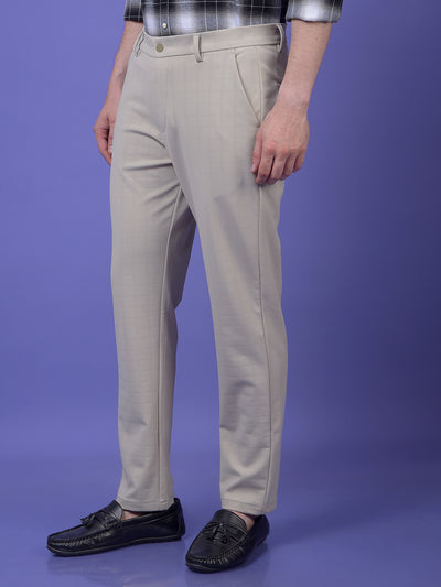 Elevated Beige Checked Trousers