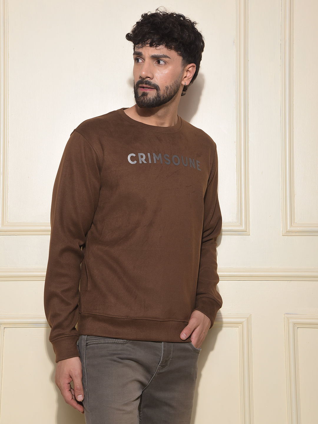 Brown Typographic Print Sweatshirt