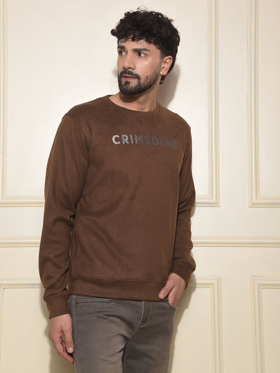 Brown Typographic Print Sweatshirt