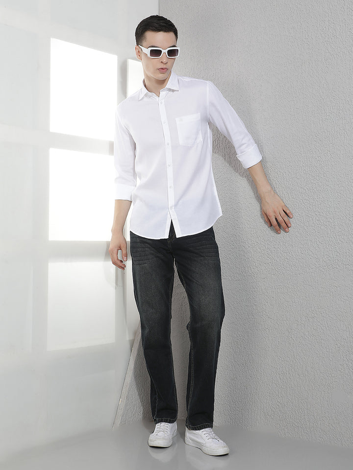 Suave Pristine White Casual Shirt