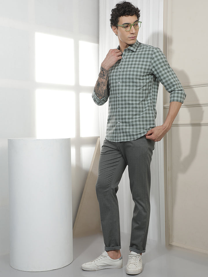 Green Checked 100% Cotton Shirt