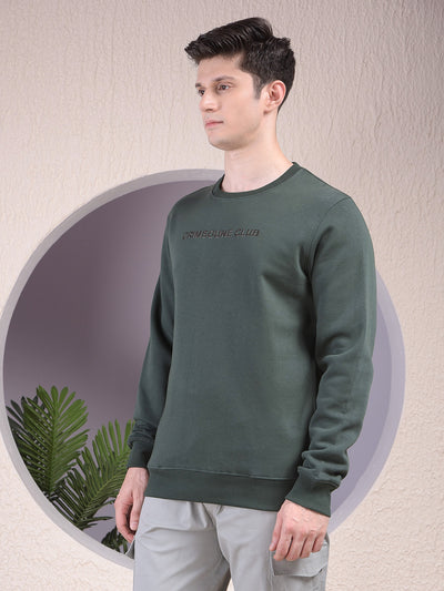 Classic Green Cotton Sweatshirt With Brand Logo