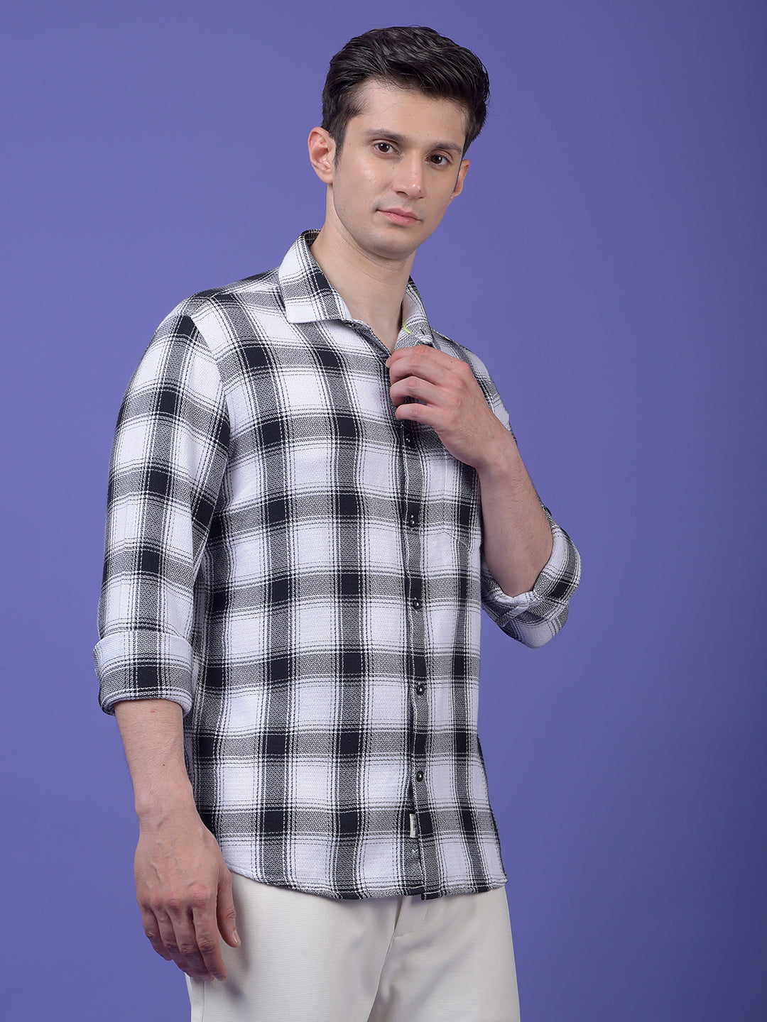 White Checked 100% Cotton Shirt