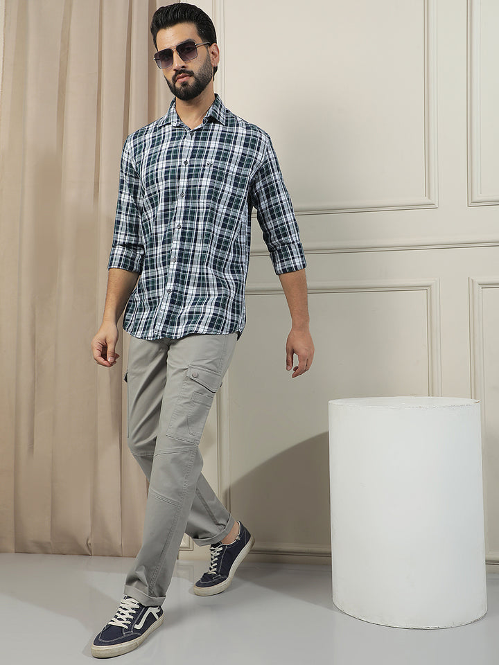 Forest Green 100% Cotton Checked Shirt