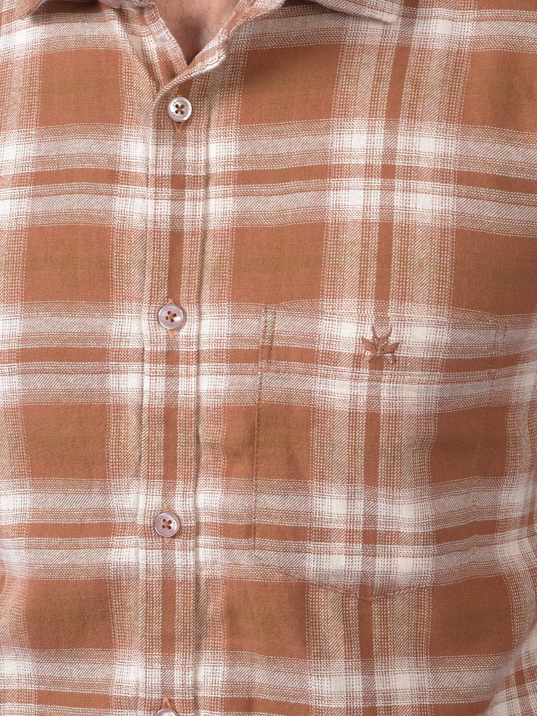 Brown Checked 100% Cotton Shirt
