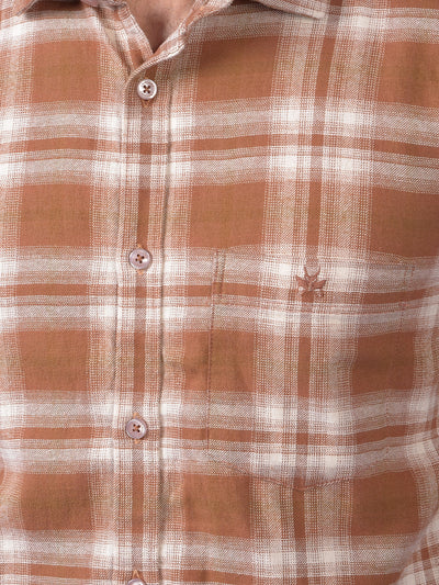 Brown Checked 100% Cotton Shirt
