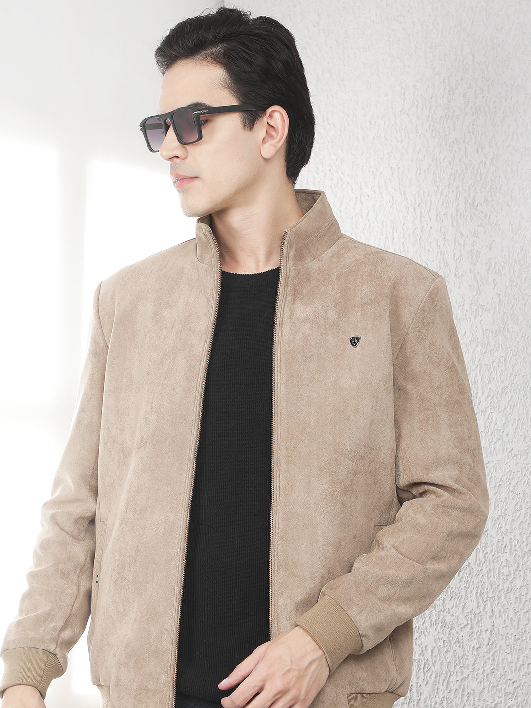 Structured Safari Tan Bomber Jacket