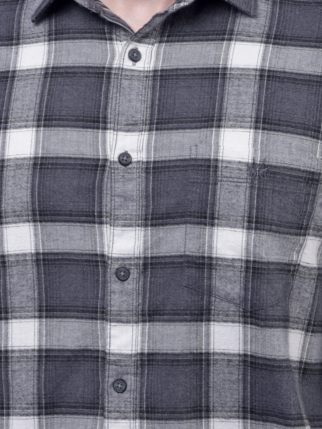 Grey Checked 100% Cotton Shirt