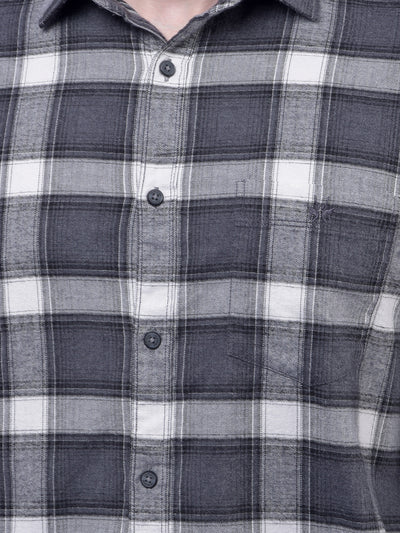 Grey Checked 100% Cotton Shirt