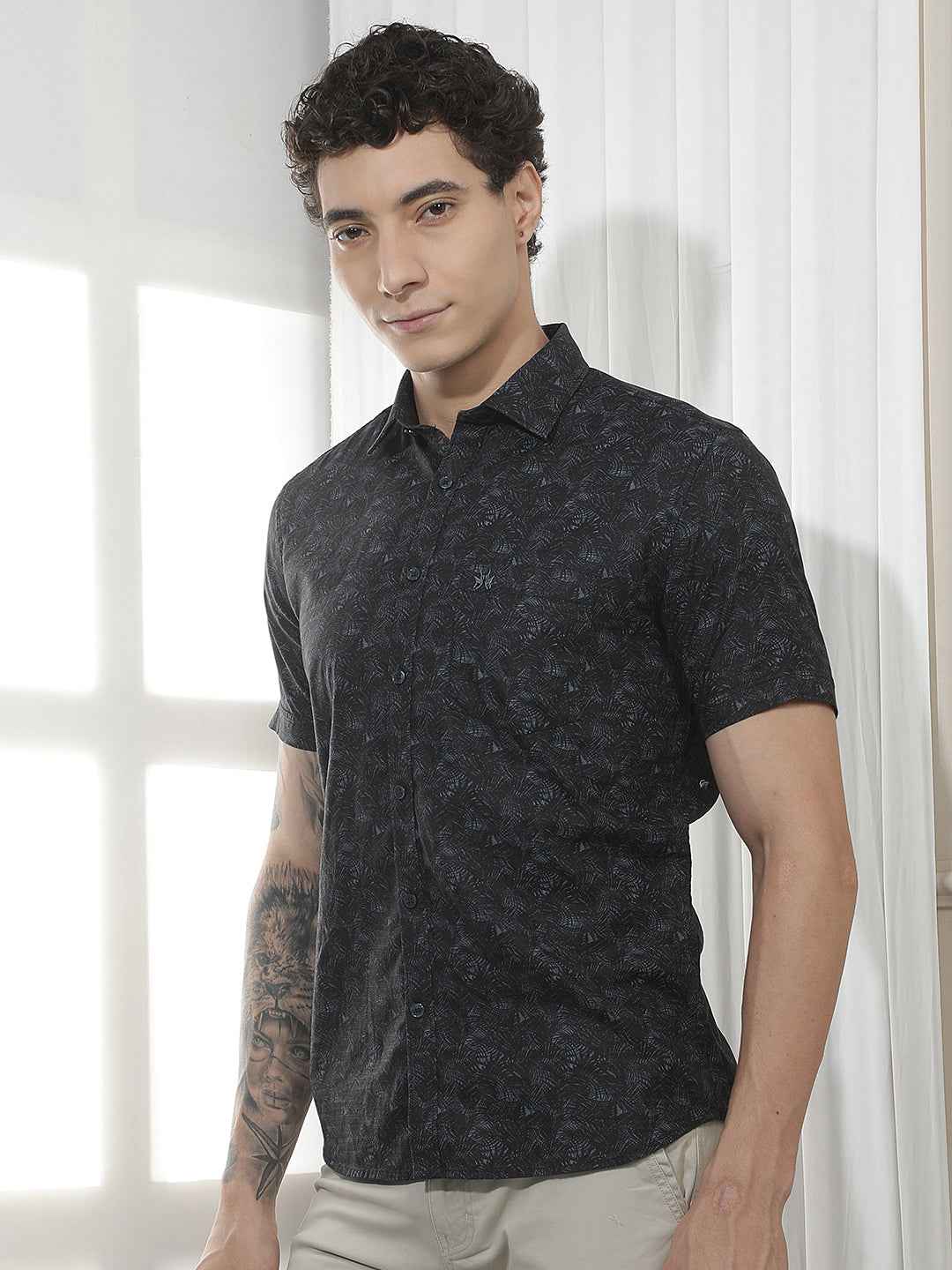 Classic Blue Printed Casual Shirt