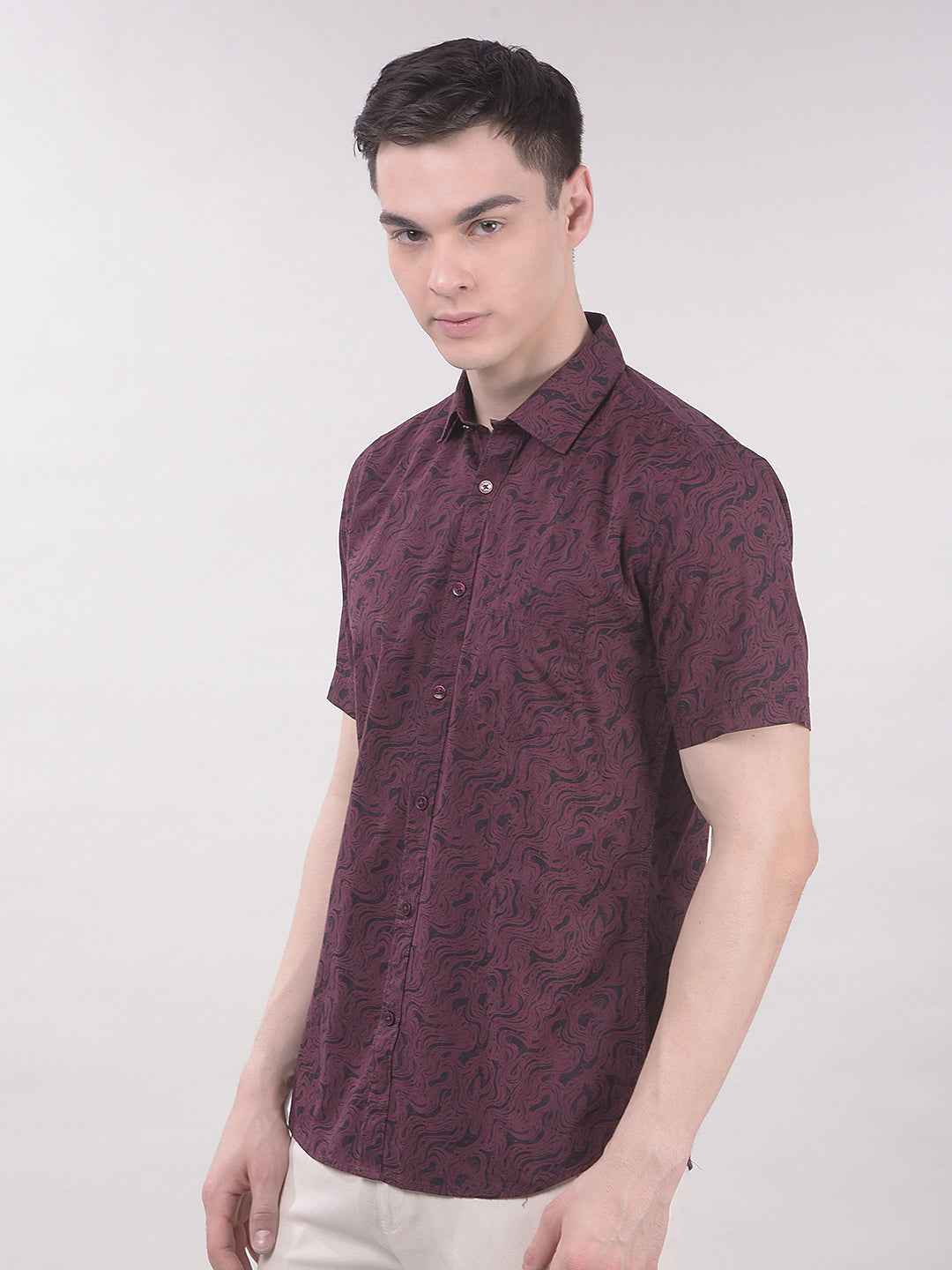Wine Abstract Print Shirt