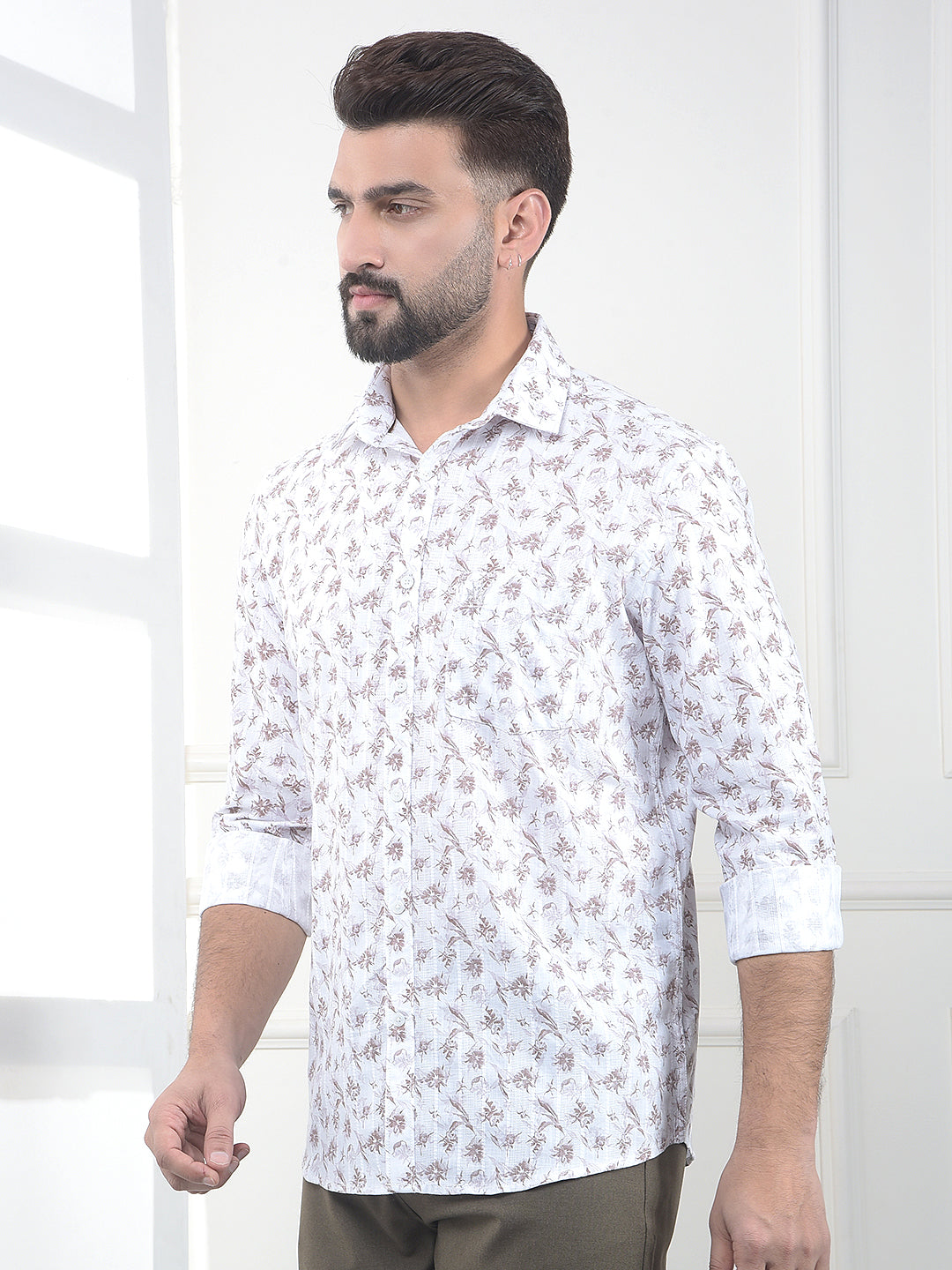 Brown Floral Print Shirt