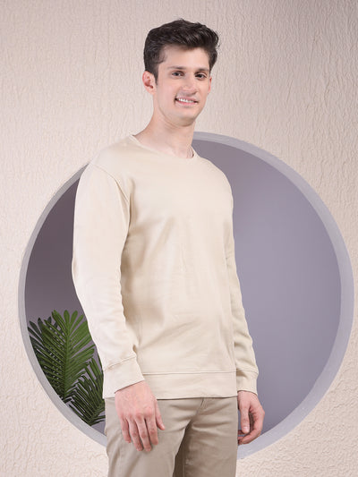 Sleek Beige 100% Cotton Sweatshirt