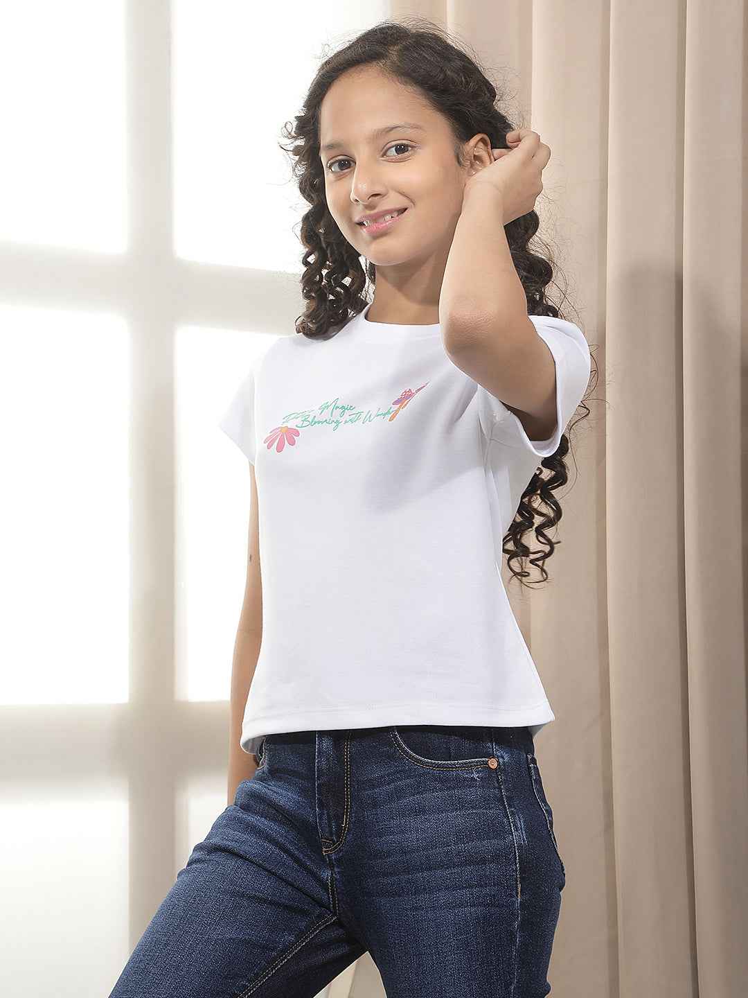 White Typographic Print T-Shirt