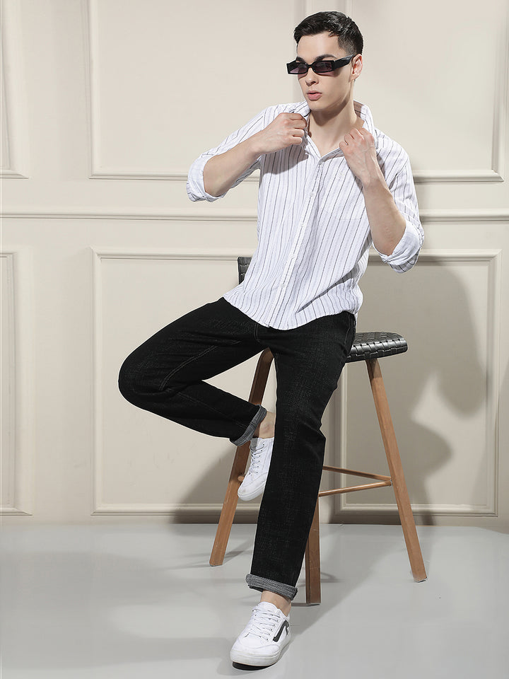 Refined Raven Black Straight Jeans