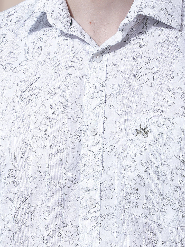 White Floral Print Shirt