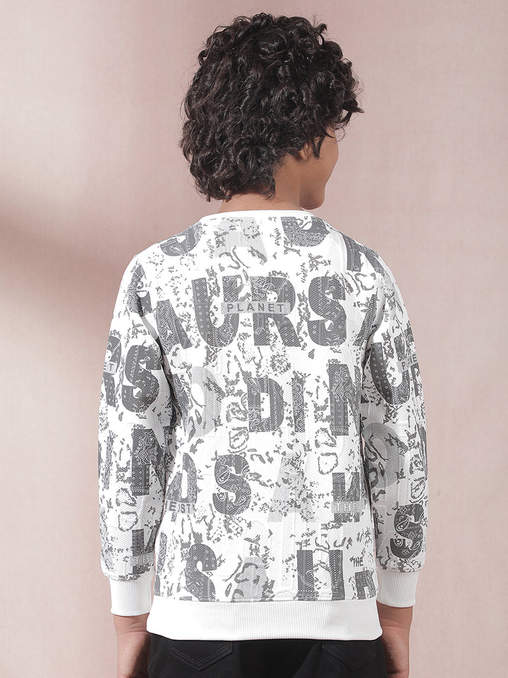 Cream Typographic Print Sweatshirt