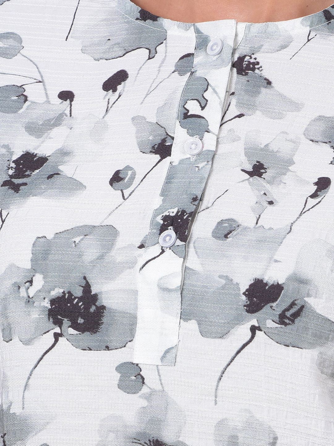 Grey Floral Print Top