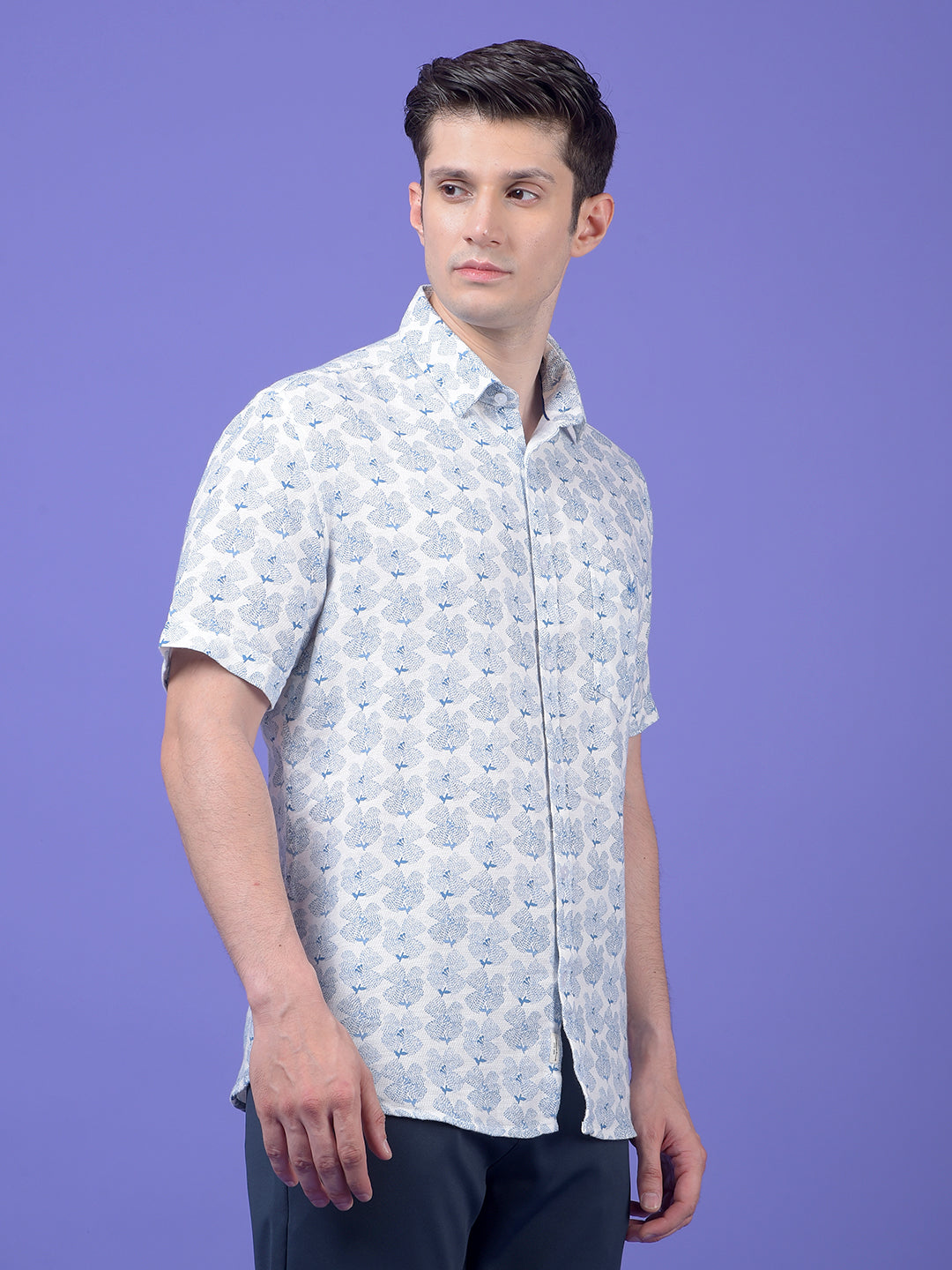 Blue Floral Print Shirt